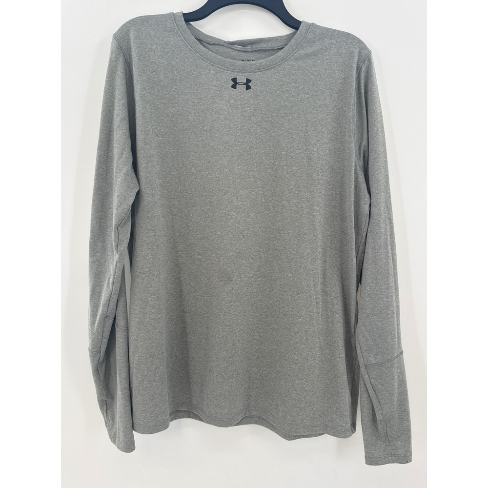 Under Armour Women's XL HeatGear Long‎ Sleeve Shirt Gray Loose Fit Athletic Tee